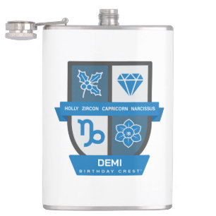 Capricorn Birthday Crest™ December 22-31 Hip Flask