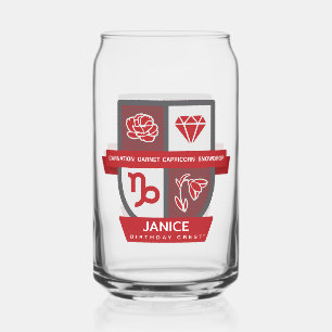 Capricorn Birthday Crest™ for January 1-19 Can Glass