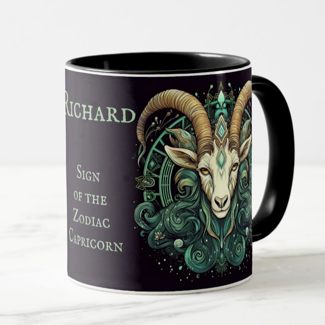 Capricorn Birthday Gift Add Name Coffee Black Mug (Creator Uploaded)