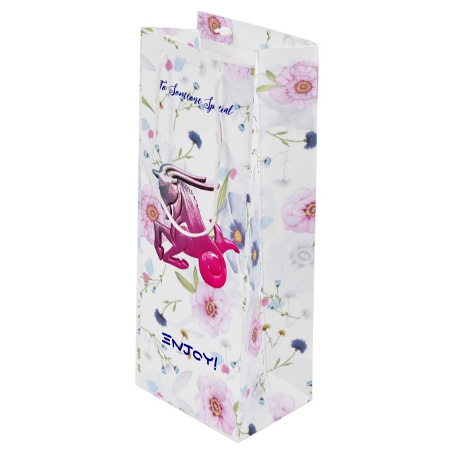 Capricorn Birthday Wine Gift Bag (Front Angled)