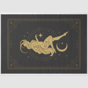 Capricorn Black And Gold Mystical Sun and Moon Tissue Paper