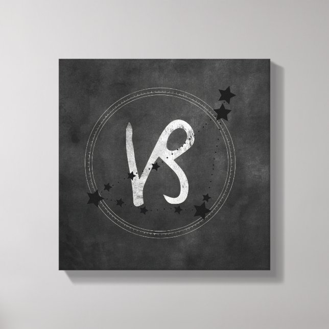 Capricorn black and silver zodiac constellation canvas print (Front)