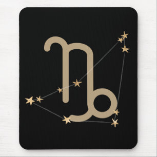 Capricorn black gold zodiac constellation stars mouse mat