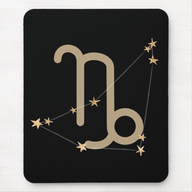 Capricorn black gold zodiac constellation stars mouse mat (Front)