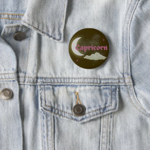 Capricorn Celestial Aesthetic Moon Cloud Stars Art 6 Cm Round Badge