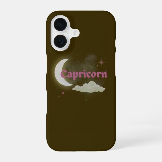 Capricorn Celestial Moon Cloud Stars Astrology Art iPhone 16 Case (Back)