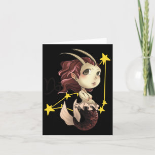Capricorn Chibi Anime Cute Girl Sticker Card