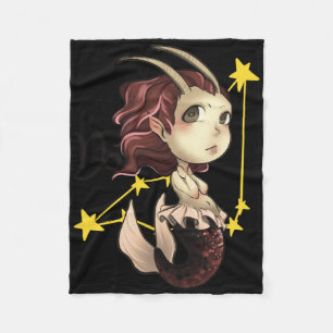Capricorn Chibi Anime Cute Girl Sticker Fleece Blanket