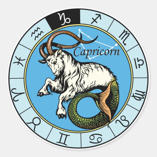 capricorn classic round sticker (Front)
