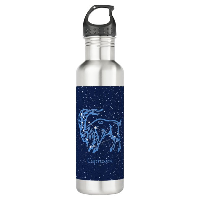 Capricorn Constellation and Zodiac Sign with Stars 710 Ml Water Bottle (Front)