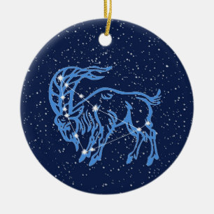 Capricorn Constellation and Zodiac Sign with Stars Ceramic Tree Decoration