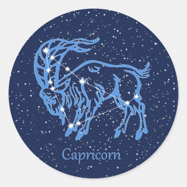 Capricorn Constellation and Zodiac Sign with Stars Classic Round Sticker (Front)