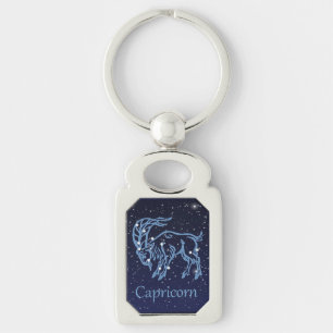 Capricorn Constellation and Zodiac Sign with Stars Key Ring