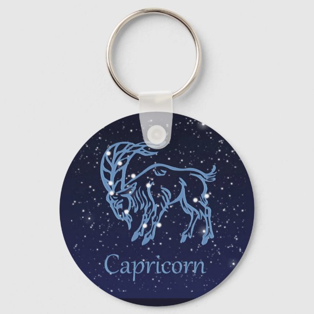 Capricorn Constellation and Zodiac Sign with Stars Key Ring (Front)