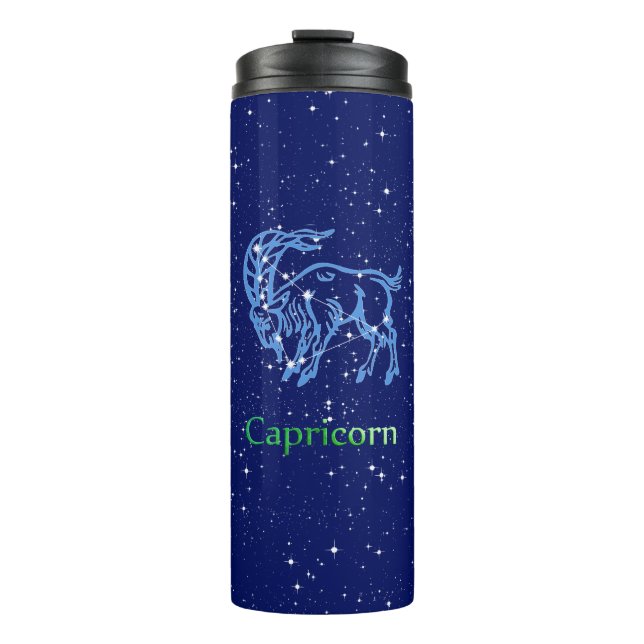Capricorn Constellation and Zodiac Sign with Stars Thermal Tumbler (Front)