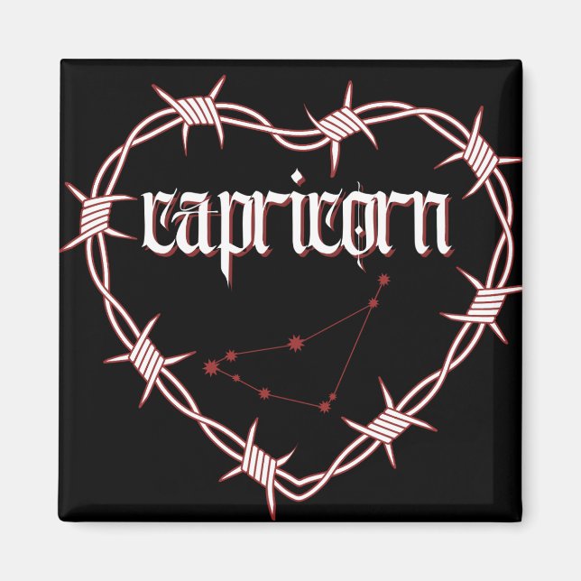 Capricorn Constellation Gothic Barbed Wire Design Magnet (Front)