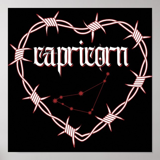Capricorn Constellation Gothic Dark Celestial Art Poster (Front)