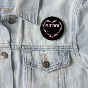 Capricorn Constellation Gothic Dark Edgy Birthday 6 Cm Round Badge