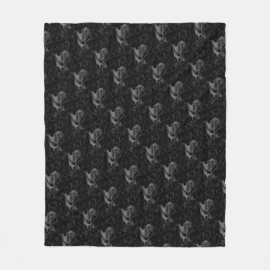 Capricorn Constellation Hevelius 1690 on Black Fleece Blanket