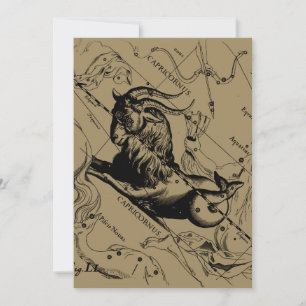 Capricorn Constellation Hevelius 1690 on Taupe