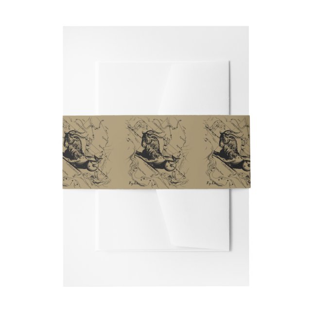 Capricorn Constellation Hevelius 1690 on Taupe Invitation Belly Band (Front Example)