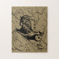 Capricorn Constellation Hevelius 1690 on Taupe