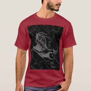 Capricorn Constellation Map Hevelius 1690 on Black T-Shirt