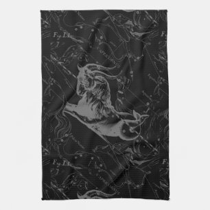 Capricorn Constellation Map Hevelius Engraving Tea Towel