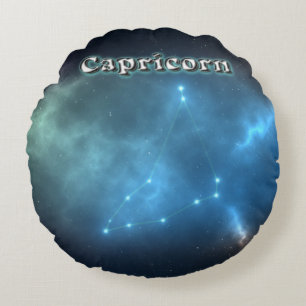 Capricorn constellation round cushion