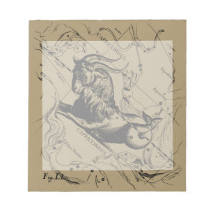 Capricorn Constellation Vintage Engraving Hevelius Notepad