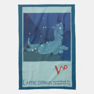 Capricorn Constellation, Vintage Zodiac, Astrology Tea Towel