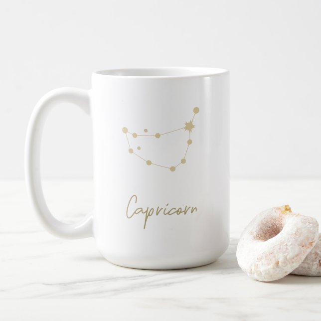 Capricorn Constellation Zodiac Coffee Mug (With Donut)