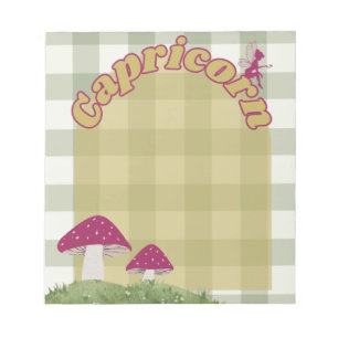Capricorn Cottagecore Whimsical Fairy Mushroom Art Notepad