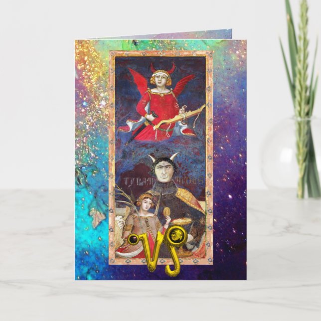 CAPRICORN, DEVIL,TAROT ASTROLOGY ZODIAC BIRTHDAY CARD (Front)