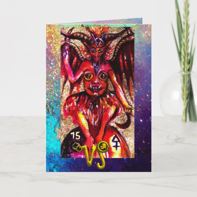 CAPRICORN, DEVIL,TAROT ASTROLOGY ZODIAC BIRTHDAY CARD (Front)