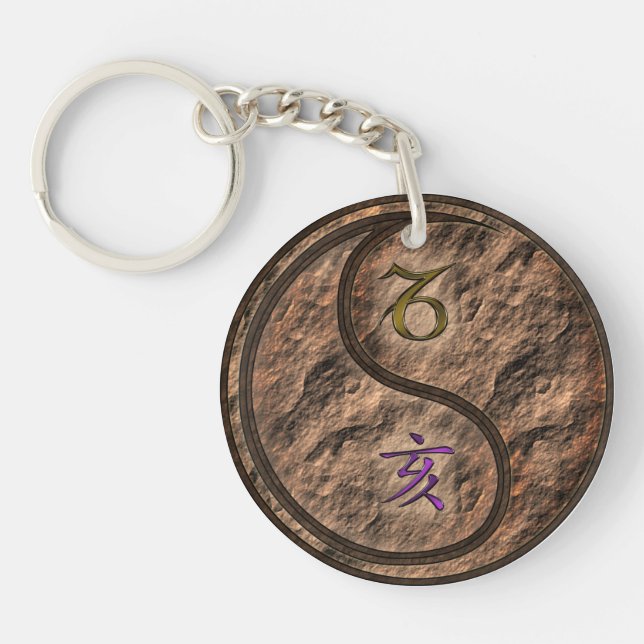 Capricorn & Earth Boar Key Ring (Front)