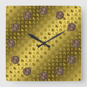 Capricorn & Earth Dragon Square Wall Clock