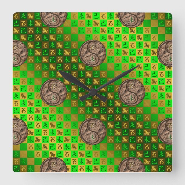 Capricorn & Earth Goat Square Wall Clock (Front)