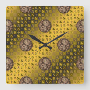 Capricorn & Earth Horse Square Wall Clock