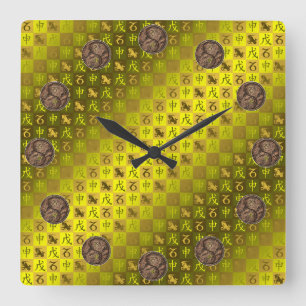 Capricorn & Earth Monkey Square Wall Clock