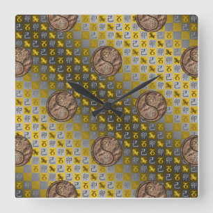 Capricorn & Earth Rabbit Square Wall Clock