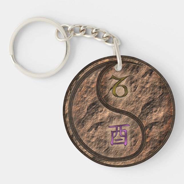 Capricorn & Earth Rooster Key Ring (Front)