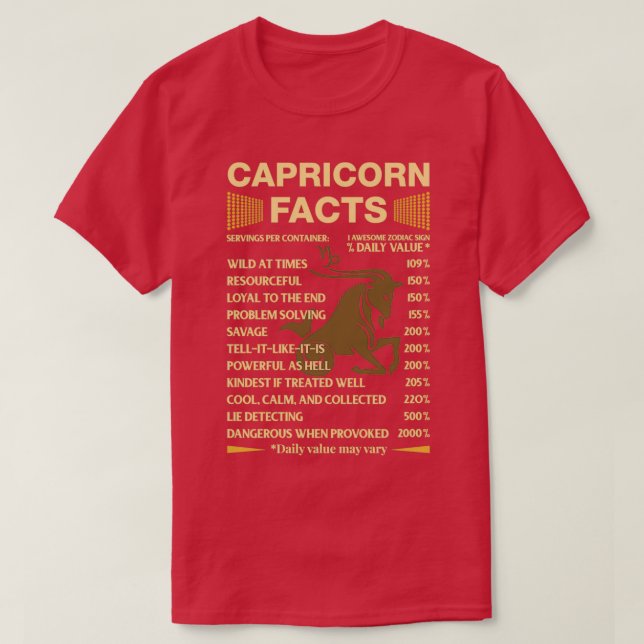 Capricorn Facts Zodiac Sign Astrology Birthday Gif T-Shirt (Design Front)