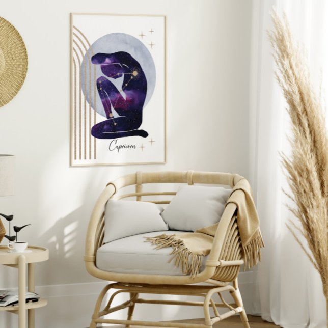 Capricorn Feminine Blue Purple Zodiac Design Poster (Creator Uploaded)