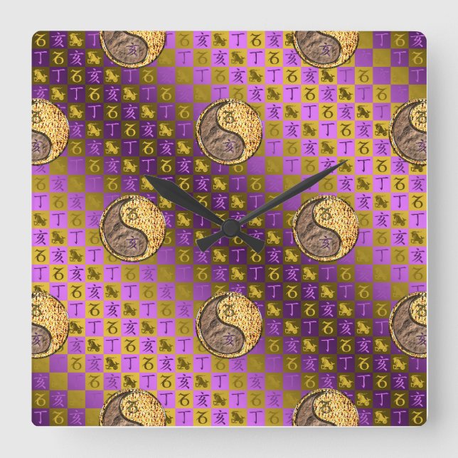 Capricorn & Fire Boar Square Wall Clock (Front)