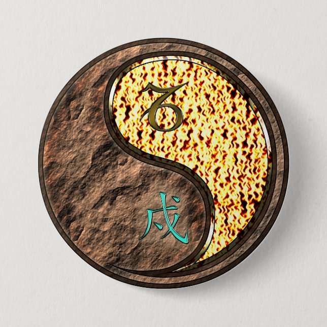 Capricorn & Fire Dog 7.5 Cm Round Badge (Front)