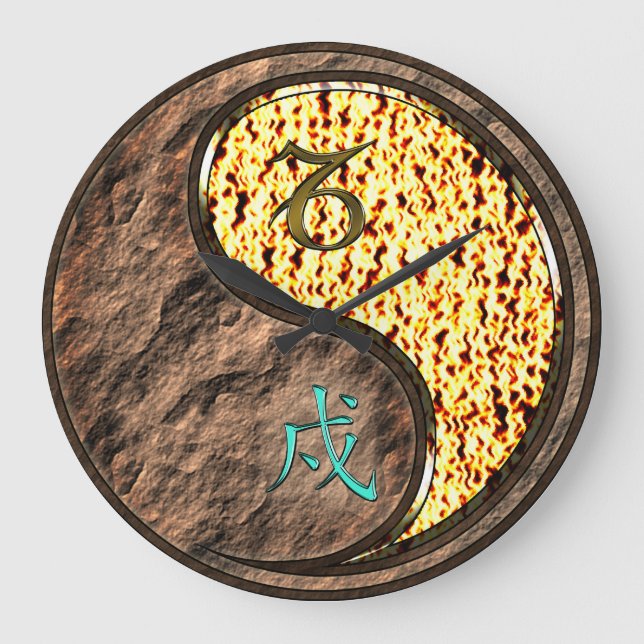 Capricorn & Fire Dog Large Clock (Front)