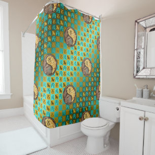 Capricorn & Fire Dog Shower Curtain