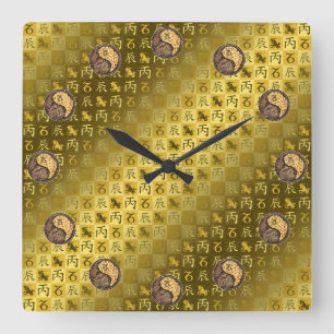 Capricorn & Fire Dragon Square Wall Clock