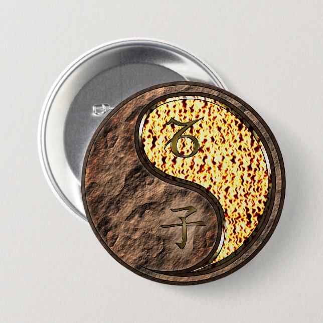 Capricorn & Fire Rat 7.5 Cm Round Badge (Front & Back)